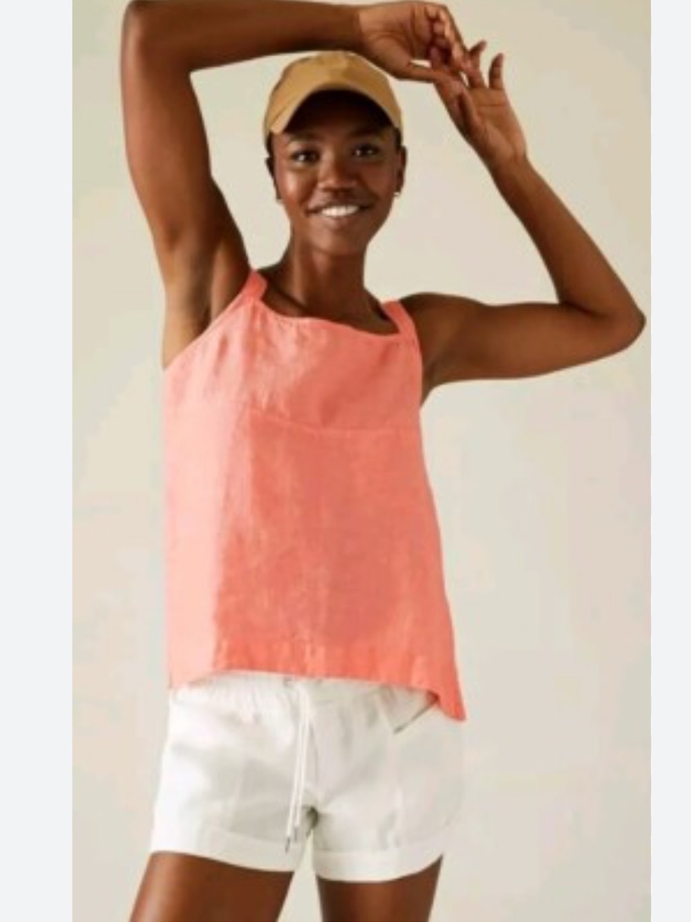 Athleta Voyager Linen Top Sunset Glow Size Large Space Dye Vibrant Lightweight